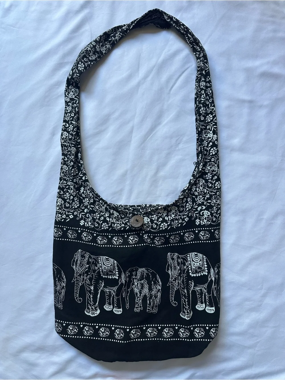 Black & White Elephant Print Crossbody Bag